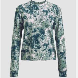 Ladies GREEN Under Armour Rival Terry Print Crew Sweatshirt Size XL